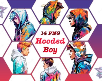 Hooded Boy clipart,Hooded Boy png,T-shirt design ,Sublimation PNG,commercial use,vector illustration,DreamerStarCo