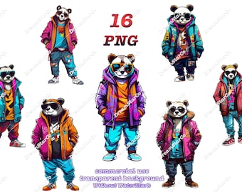 hooded panda clipart,little panda,cute panda, hooded panda png,T-shirt design ,graffiti style,vector illustration,DreamerStarCo