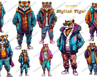 Stylish Tiger clipart,Stylish Tiger png,T-shirt design ,vector,commercial use,vector illustration,DreamerStarCo
