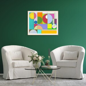 Kleurrijke geometrisch abstracte kunst | Moderne vormen wanddecoratie
