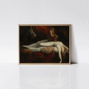 The Nightmare, Gothic art print, Dark moody bedroom wall art.