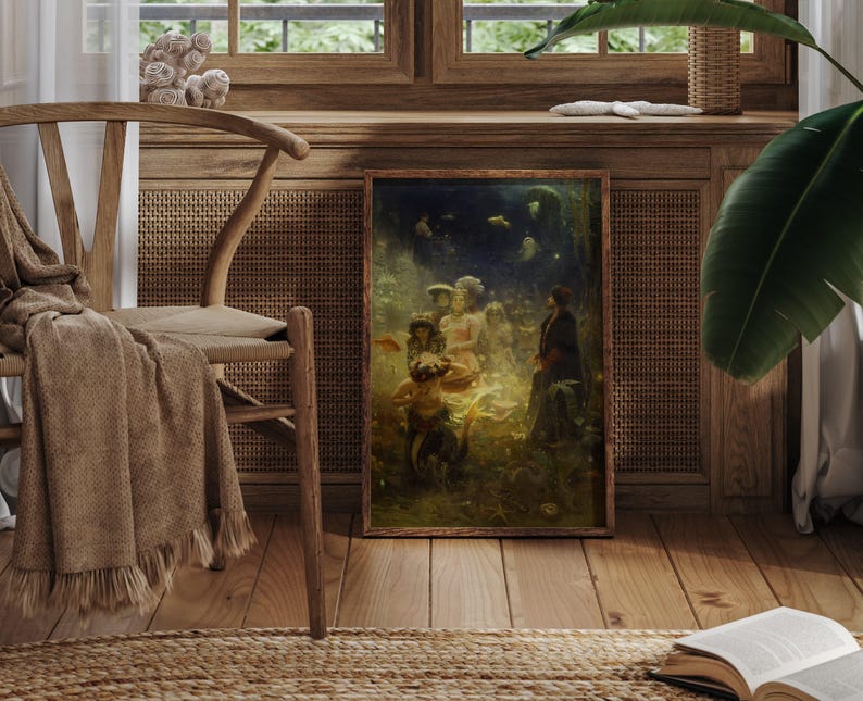 Sadko and the Underwater Kingdom, Ilya Repin Print, Magical Nautical ...