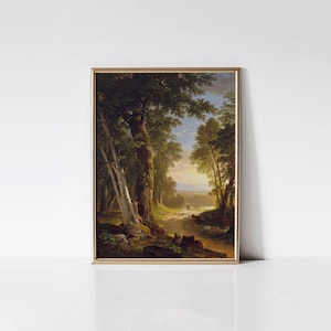 The Beeches, Asher Brown Durand print, American landscape painting, Woodland painting, Hudson river school, Forest and trees art.