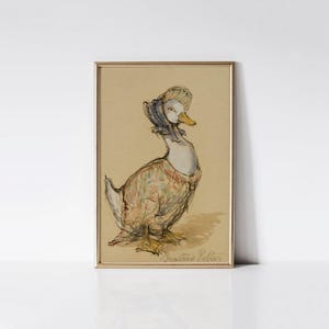 Jemima Puddle-Duck print, Mother duck print, Beatrix Potter watercolor painting, Vintage nursery wall art, Baby shower gift.
