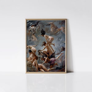 Witches going to the Sabbath, Witch art, Occult poster, Wiccan wall décor.