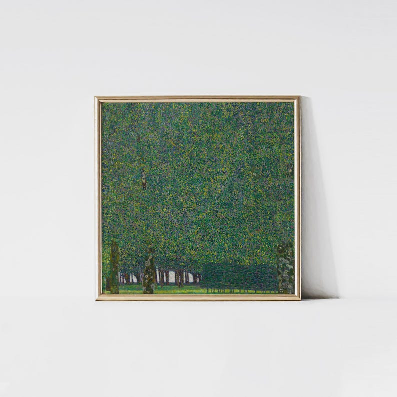 The park, Gustav Klimt print, Greenery wall art, Landscape painting, Square print. image 1