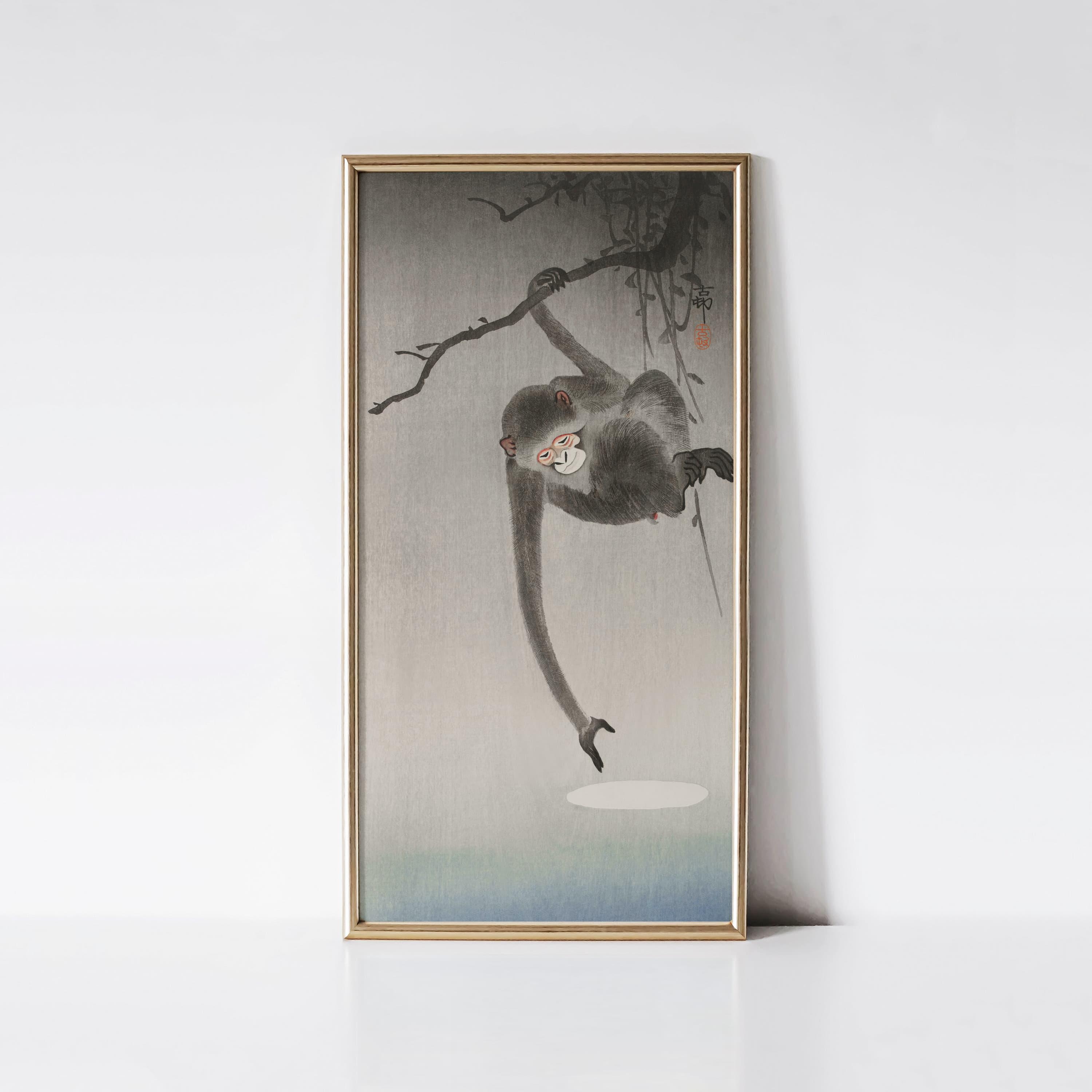 Monkey Reaching for the Moon 1900 by Ohara Koson, Japanese Wall
