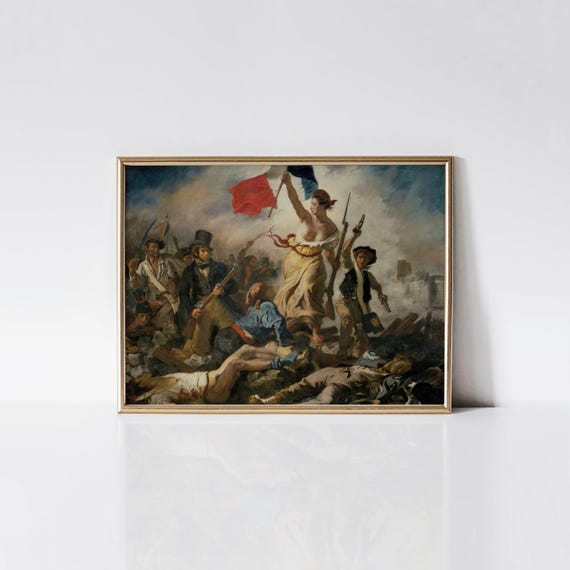 Liberty Leading the People 1830 Eugène Delacroix print, Patriotic decor, Classic wall decor, Museum quality art, History teacher gift.