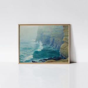 Lifting Fog, La Jolla Cliffs by Guy Rose 1867-1925 Print, Coastal Wall Art, Beach House Decor, Peaceful Artwork for Spa, Ocean Lover Gift