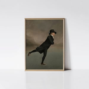 The Skating Minister, Skating gentleman print, Vintage ice skating painting, Moody winter wonderland wall art.