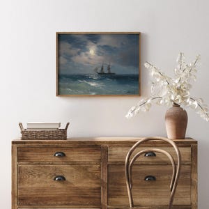 The Brig Mercury in Moonlight, Ivan Aivazovsky print, Ship painting, Moonlit sky art, Seascape wall decor, Nautical wall art. Bild 7