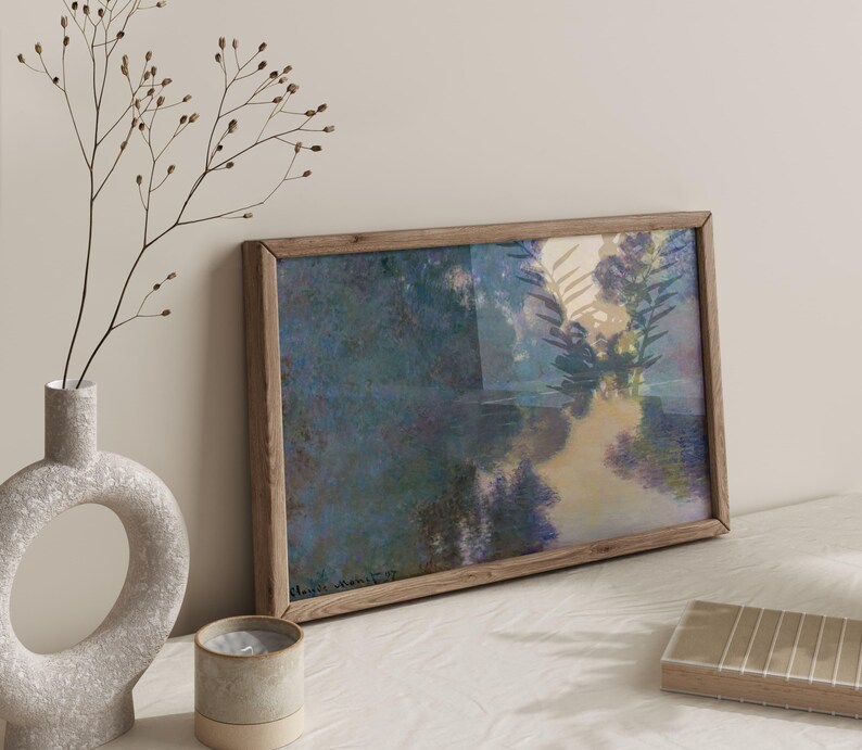 Impresión de Claude Monet "Amanecer en el Sena" (1897), decoración francesa vintage, arte impresionista, regalo moderno para oficina o sala de estar en una granja. imagen 4