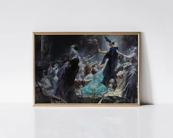 Souls on the Banks of the Acheron 1898 by Adolf Hirémy-Hirschl print, Dark Academia Decor, Moody Occult Aesthetic, Gothic Study Room Art