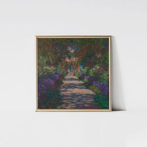 Claude Monet Pathway in Monet&#39;s Garden at Giverny 1902 print, Floral landscape painting, Nature wall art, Gardener gift, Yoga studio decor.