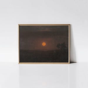 Moonlight, Celestial décor, Vintage moon painting print, Bedroom wall art, Frederic Edwin Church.