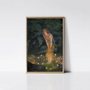 Midsummer Eve, Midsommar art, Scandinavian folk art print, Magical forest, Elves.