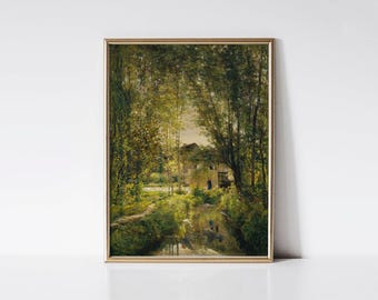 Landscape With a Sunlit Stream, Charles-françois Daubigny Print