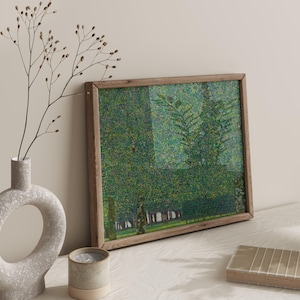The park, Gustav Klimt print, Greenery wall art, Landscape painting, Square print. image 4