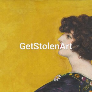 Woman with a Kimono in Profile, Vintage fashion print, Woman portrait painting, Bedroom wall art, Square wall art, Art Nouveau painting. afbeelding 5