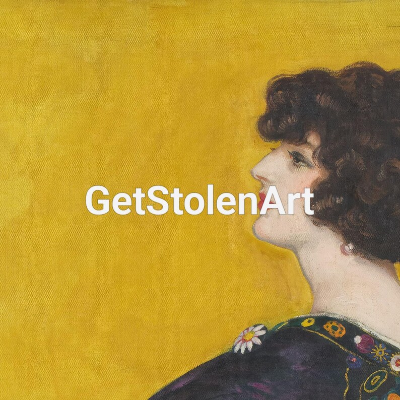 Woman with a Kimono in Profile, Vintage fashion print, Woman portrait painting, Bedroom wall art, Square wall art, Art Nouveau painting. afbeelding 5