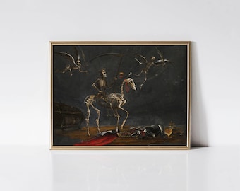 Mors Thriumphans, Medieval occult oil painting print, Gothic home décor, Dark academia wall art, Moody antique.