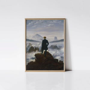 Wanderer above the Sea of Fog, Caspar David Friedrich print, Motivational wall art, Solitary art, Mountain landscape, Housewarming gift idea