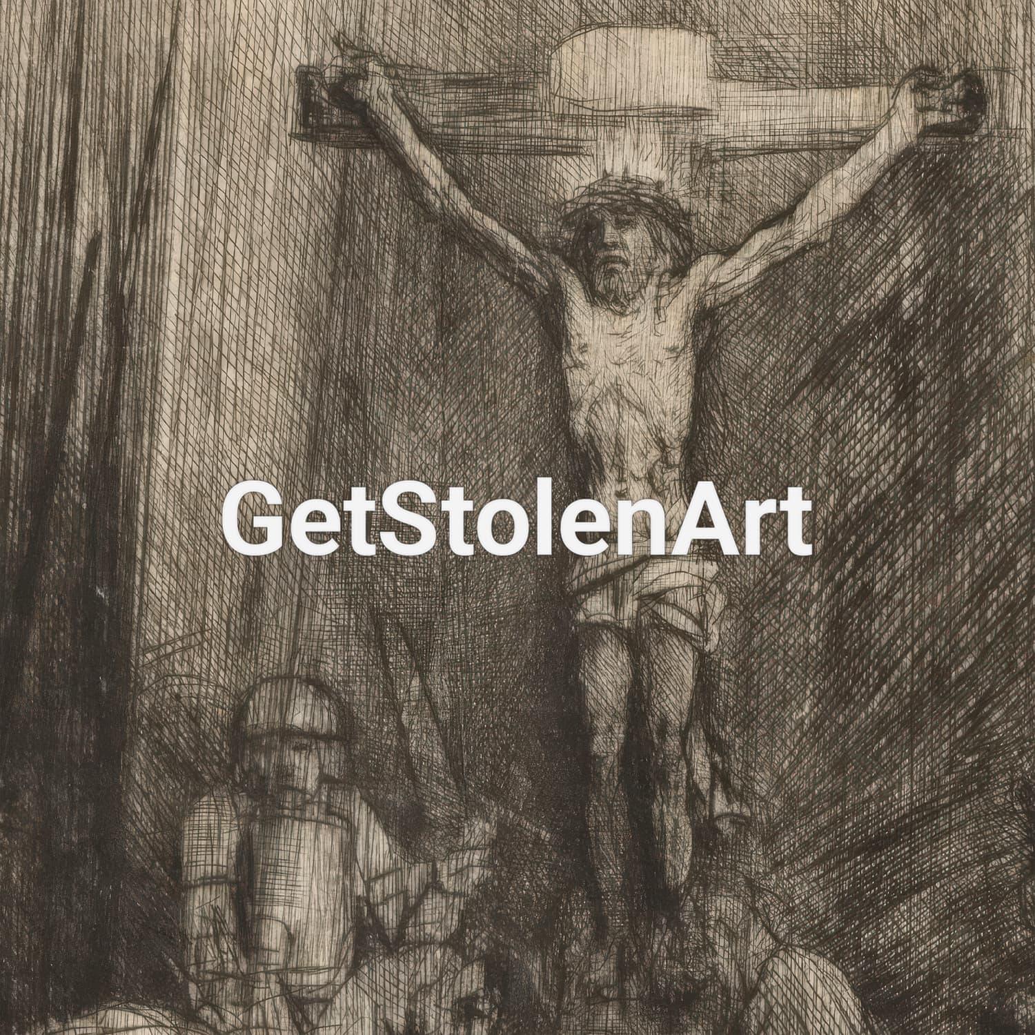 The Three Crosses by Rembrandt, Christ Crucified Between Two