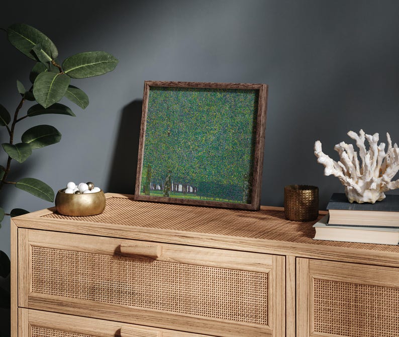 The park, Gustav Klimt print, Greenery wall art, Landscape painting, Square print. image 3