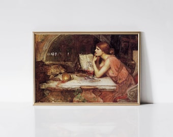 Sketch of Circe, Godess of Magic oil painting print, Witch wall art, Study décor, Greek mythology, Sorceress.