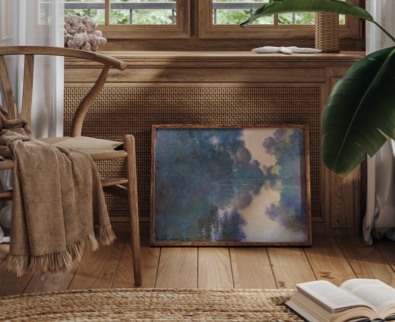 Impresión de Claude Monet "Amanecer en el Sena" (1897), decoración francesa vintage, arte impresionista, regalo moderno para oficina o sala de estar en una granja. imagen 8