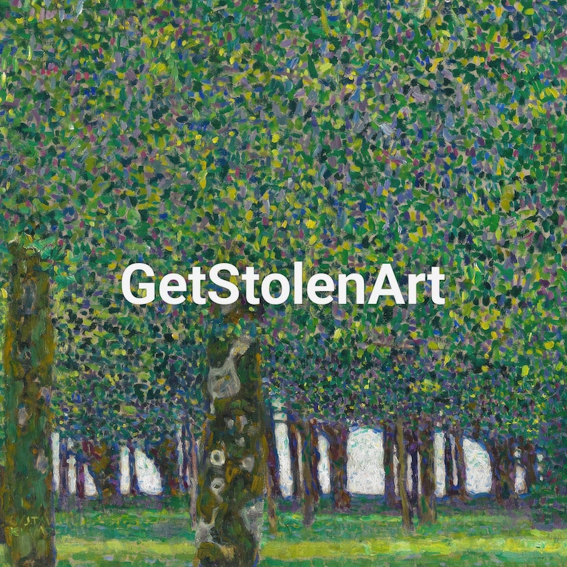 The park, Gustav Klimt print, Greenery wall art, Landscape painting, Square print. image 5
