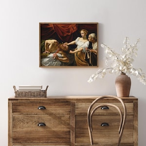 Judith beheading Holofernes, Michelangelo Caravaggio print, Baroque painting, Dark moody décor, Dark academia, Gothic art. image 7