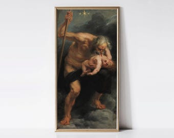 Saturn Devouring His Son 1636 by Peter Paul Rubens Print, Gothic Home Decor, Dark Academia Library Decoration, Unusual History Lover Gift
