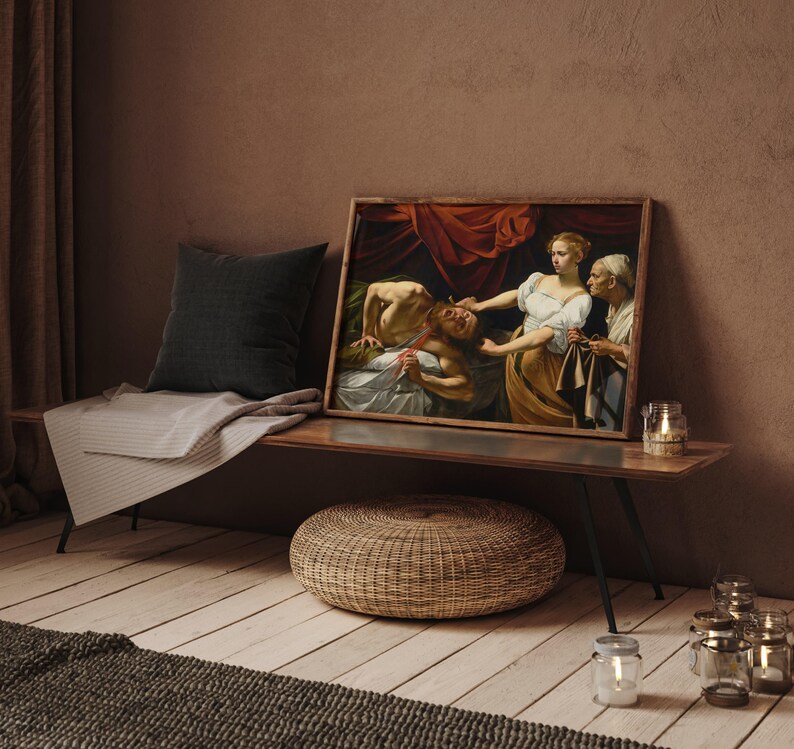 Judith beheading Holofernes, Michelangelo Caravaggio print, Baroque painting, Dark moody décor, Dark academia, Gothic art. image 2