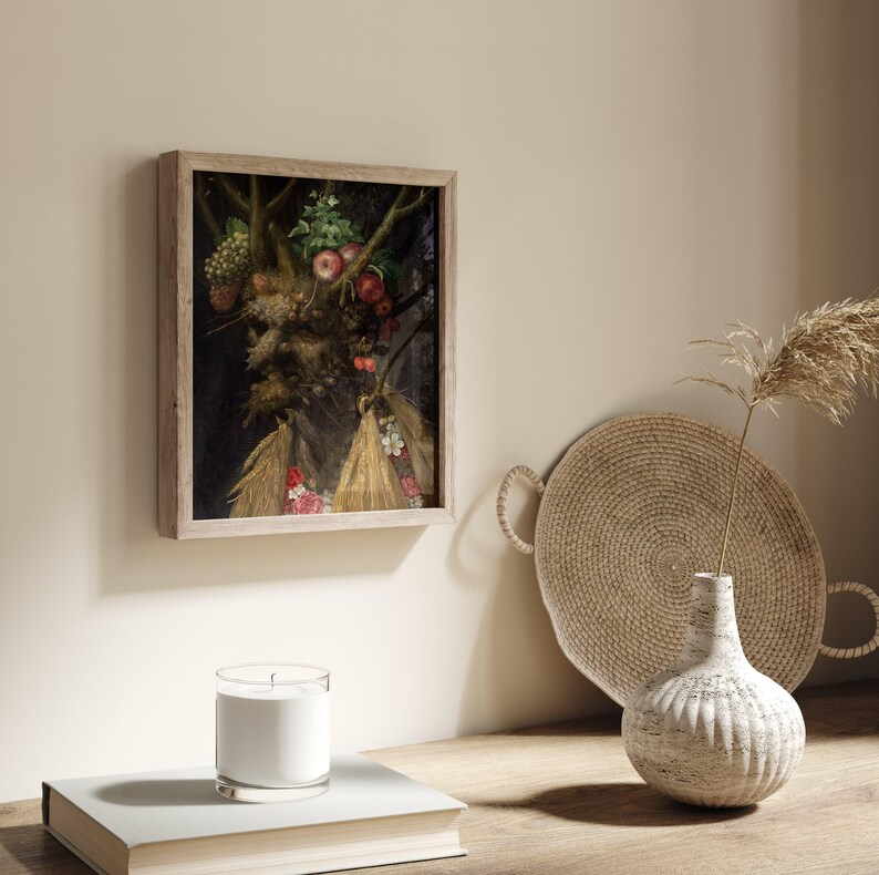 Quatre saisons dans une tête, impression de Giuseppe Arcimboldo, art mural saisonnier, décoration de maison de ferme, peinture Farmcore. image 4