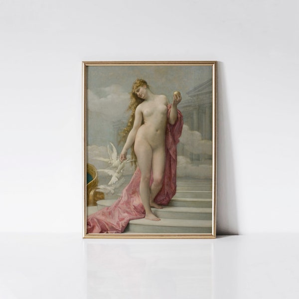 Victorious Venus, Greek mythology art, Bedroom wall decor, Aphrodite, Goddess of Love, nude woman portrait, nude female art.