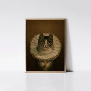 The Widow, Cat painting, Cat portrait, Animal wall art, Tabby cat.