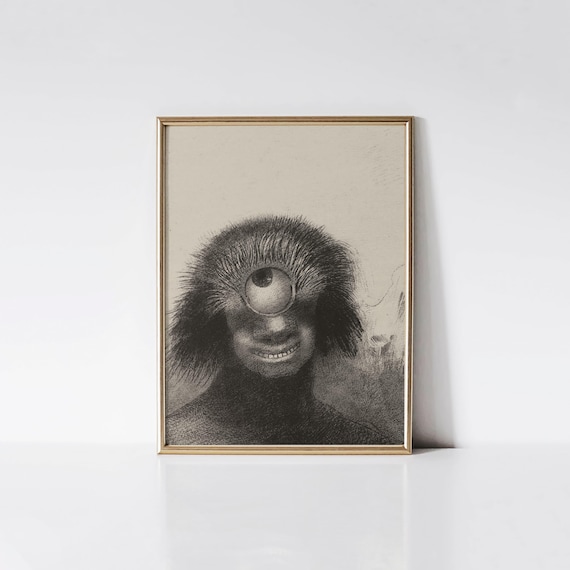 Smiling and Hideous Cyclops 1883 by Odilon Redon Print, Creepy