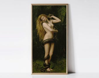Lilith, John Collier art print, Snake and Lilith painting.