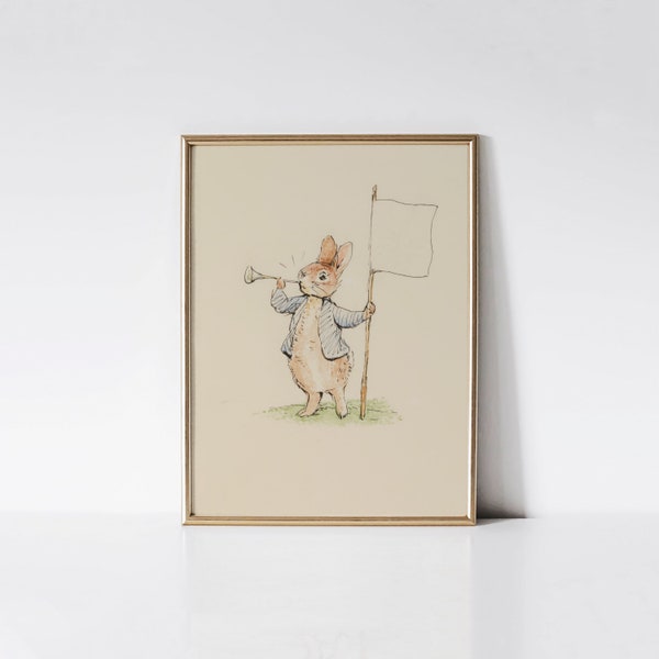 Peter Rabbit, Beatrix Potter print, Bunny painting, Vintage nursery wall art, Baby shower gift.