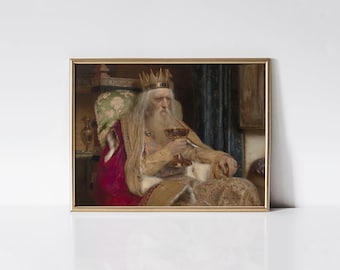 The King of Thule 1896 by Pierre Jean Van der Ouderaa, Vintage Art Print, Dark Academia Gothic Wall Art, Study Room or Library Decoration