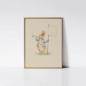 Peter Rabbit, Beatrix Potter print, Bunny painting, Vintage nursery wall art, Baby shower gift.