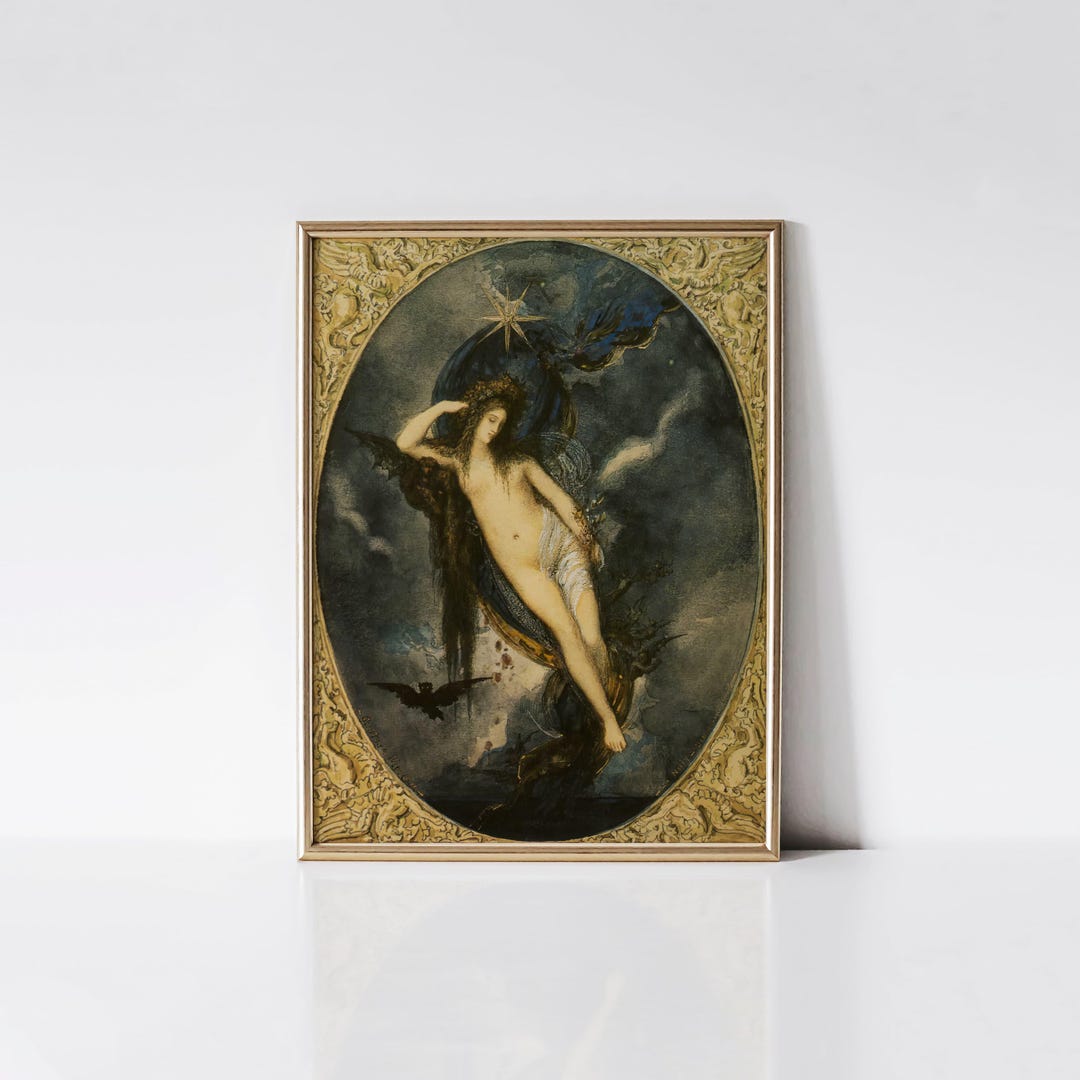 Nyx, Night Goddess, Gothic Baroque Wall Art, Pagan Goddess Painting Print, Occult Décor, Nude