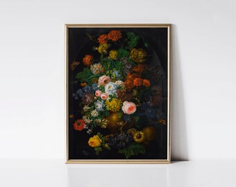 Still life with butterflies, Floral print, Butterflies print, Still life painting, Botanical wall art, Dining room decor, Dutch Golden Age.