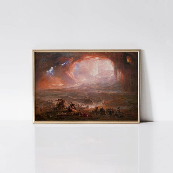 The Destruction of Pompeii and Herculaneum 1822 John Martin print, Ancient Rome décor, Dramatic library wall art, History teacher gift.