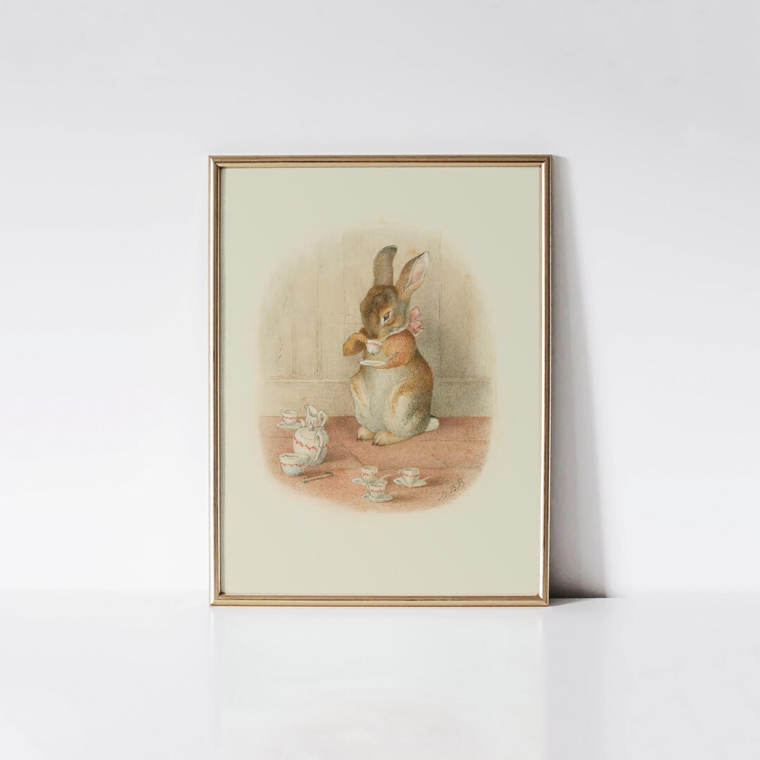 A Rabbits Tea Party 1892 Beatrix Potter Print, Cottagecore Nursery Wall ...
