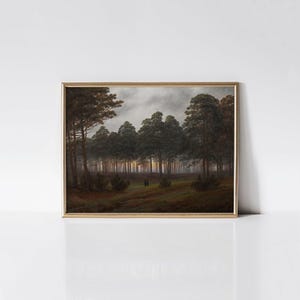 Evening 1821 by Caspar David Friedrich Print, Moody Wall Decor, Vintage Aesthetic Art, Romantic Rustic Home Decor, Library Room Decor image 1