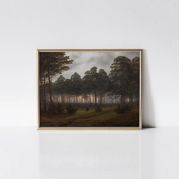 Evening 1821 by Caspar David Friedrich Print, Moody Wall Decor, Vintage Aesthetic Art, Romantic Rustic Home Decor, Library Room Decor
