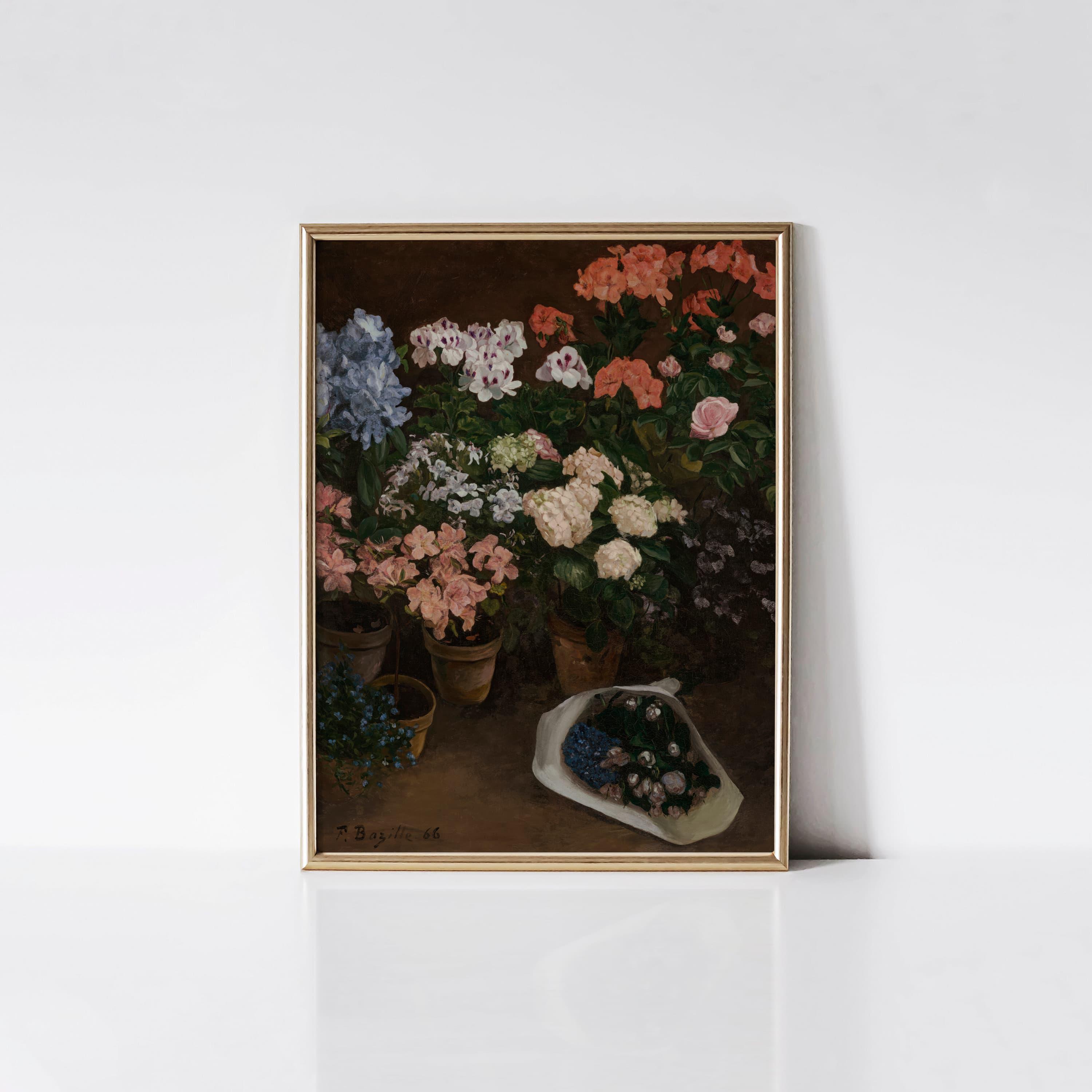 Study of Flowers 1866 Frédéric Bazille Print, French Floral Print
