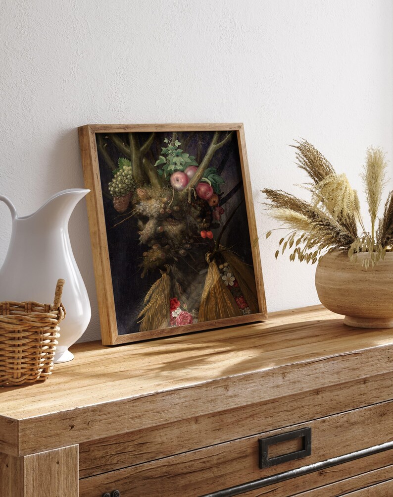 Quatre saisons dans une tête, impression de Giuseppe Arcimboldo, art mural saisonnier, décoration de maison de ferme, peinture Farmcore. image 9